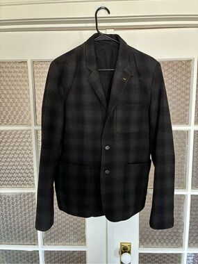 Penny Stock Men's Black Plaid Blazer - Classic Two-Button Jacket